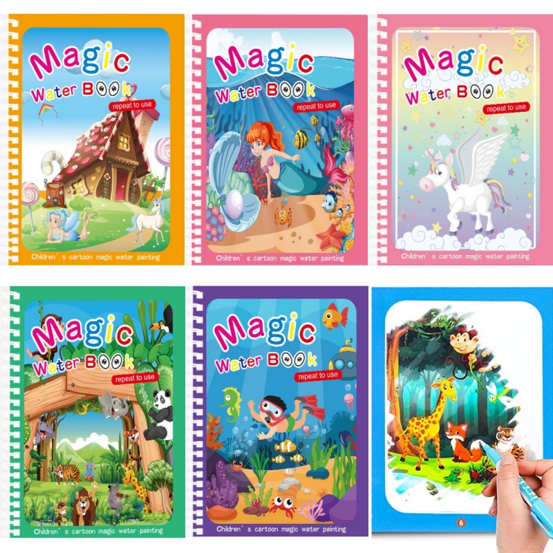 Reusable Water Magic Coloring Book - Buku gambar air ajaib buku mewarnai