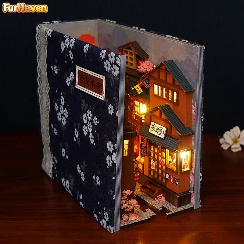 Diy Wooden Book Nook Kit Shelf Insert - Paket Perlengkapan Rak Buku Miniatur Rumah