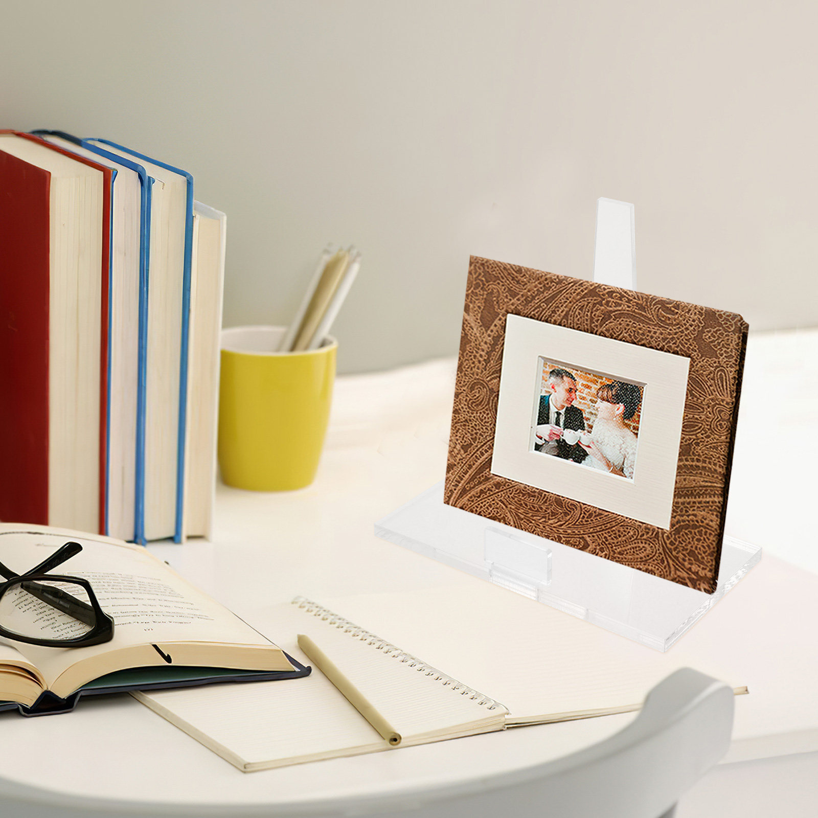 Clear Acrylic Book Stand Holder - Rak Bingkai Foto Akrilik Kecil Portabel,
