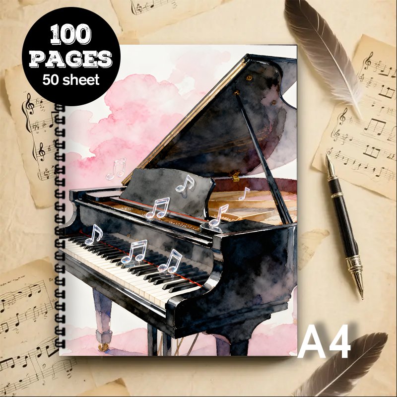 Blank Sheet Music Notebook - Ukuran A4, Buku Catatan Musik, Buku